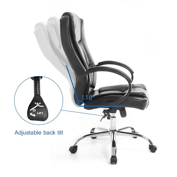 Premium High Back Executive Office Chair W/Adjustable Height,Pu Leather Extra Thick Seat