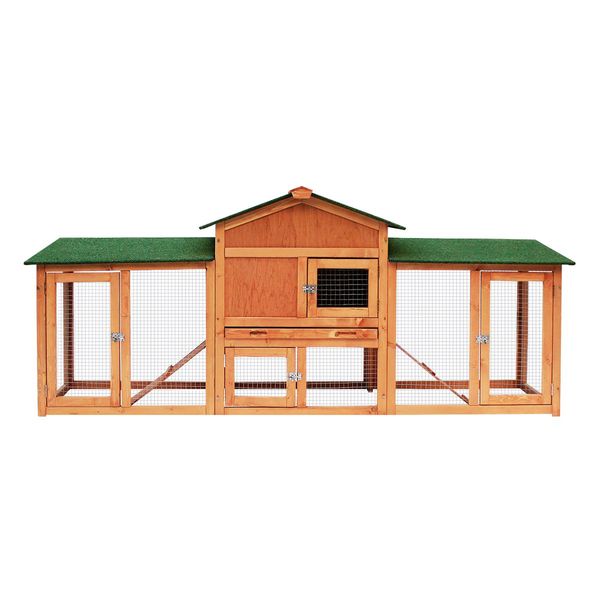 Xl Sturdy Wooden Waterproof Rabbit Hutch Chicken Coop Cage W/Up Down Ramp-204X45X84Cm