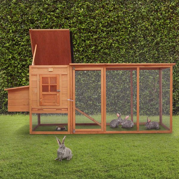 Xxl Well-Ventilated Chicken Coop Rabbit Hutch Cage W/Water Proof Roof, 2.5M Logn Run