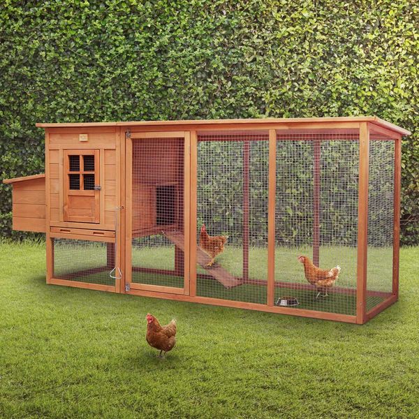 Xxl Well-Ventilated Chicken Coop Rabbit Hutch Cage W/Water Proof Roof, 2.5M Logn Run