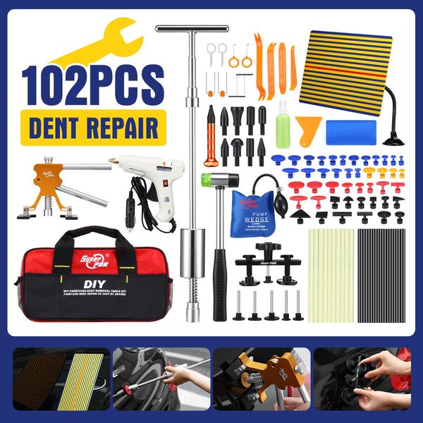 Pro Pdr 102 Pcs Paintless Dent Removal Puller Tool Car Damage Repair Kit Money Saving