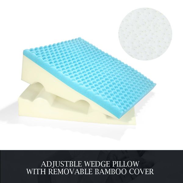 10/20/30Cm Height Adjustable Cool Gel Memory Foam Wedge Pillow Antibacterial & Anti-Mite