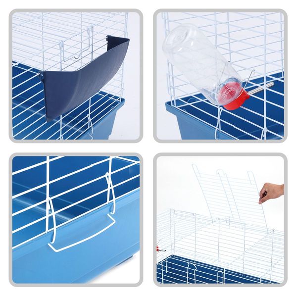 1.2M Sturdy Rabbit Cage Guinea Pig Hutch W/Water Bottle,Hay Feeder,Front Top 2 Access Doors