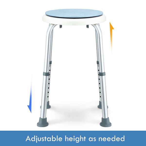 Height Adjustable Swivel None Slip Safety Shower Stool Chair Bath Seat For Elderly 120Kg