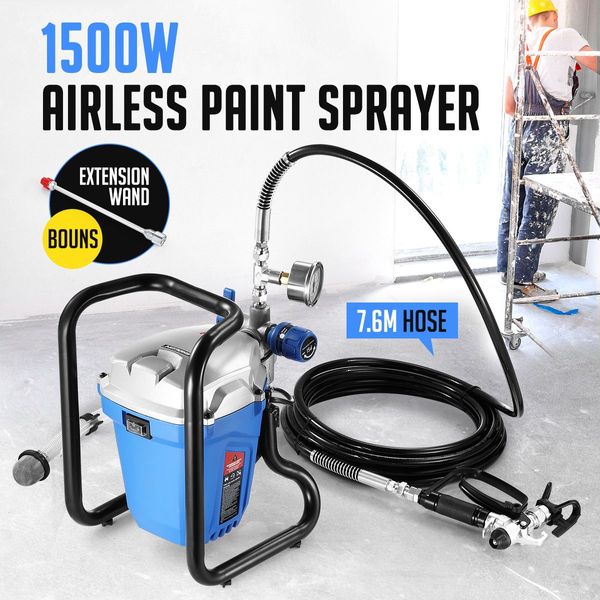 1500W 3800Psi Airless Paint Sprayer W/7.6M Hose,33Cm Extended Nozzle For Hard-To-Get Area