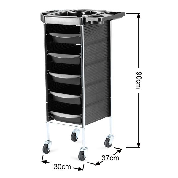 Mobile 6-Tier 5-Sliding-Tray Hair Dressing Trolley Salon  Cart W/Multi-Segments On Top