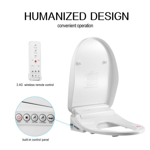 Smart Electric Heated Toilet Seat Bidet W/Front Back Cleaning,Air Dryer,Auto Deodorizer