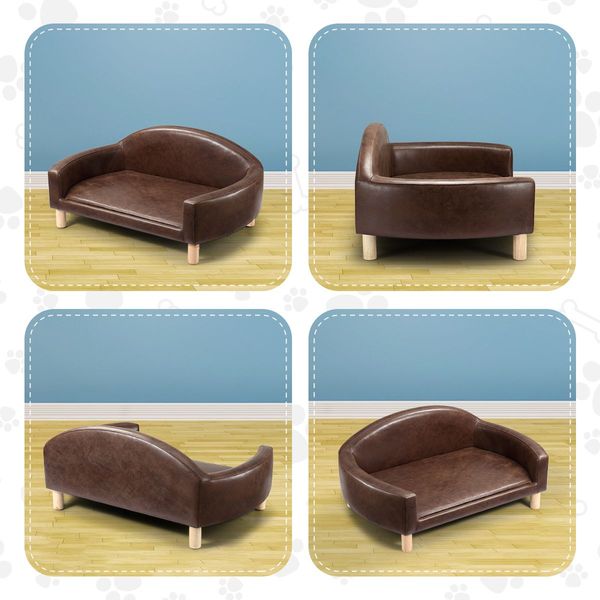 XL Pu Leatherdog Bed Pet Sofa Couch Lounge W/High Density Sponge Padding,4 Legs,Max 50Kg