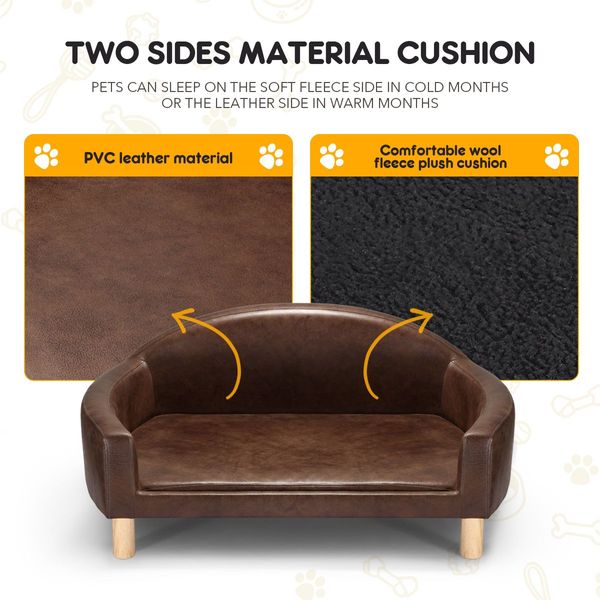 XL Pu Leatherdog Bed Pet Sofa Couch Lounge W/High Density Sponge Padding,4 Legs,Max 50Kg