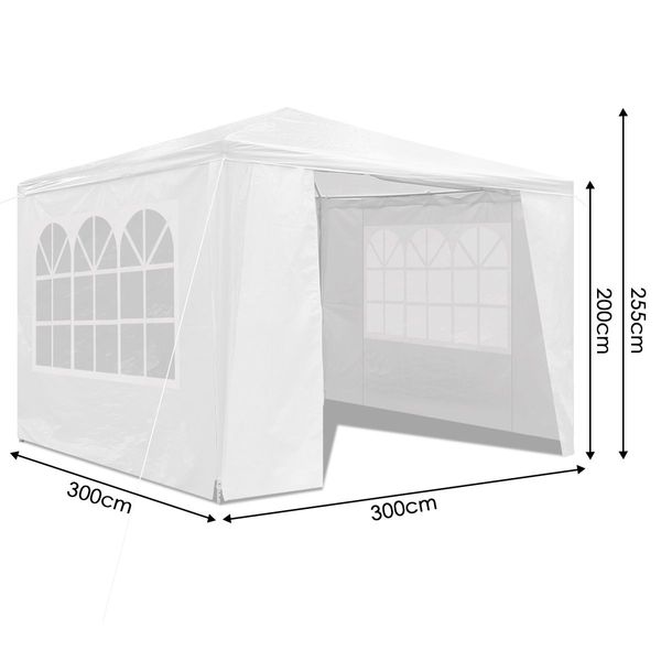 3X3M Waterproof Uv Block Outdoor Gazebo Party Marquee Tent W/2 Doors 2 Windows - White