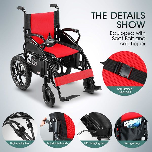 Light But Sturdy Foldable Electric Wheel Chair Easy To Operate Various Road Type Applicable