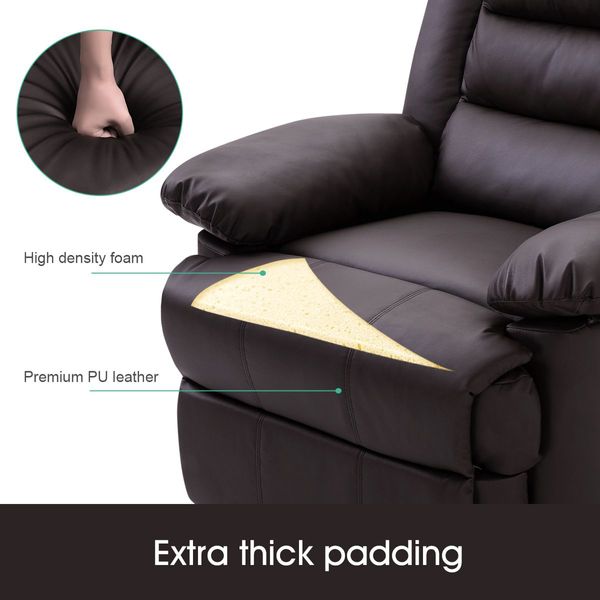 Super Soft Pu Leather High Density Foam 135° Recliner Arm Chair W/Adjustable Footrest