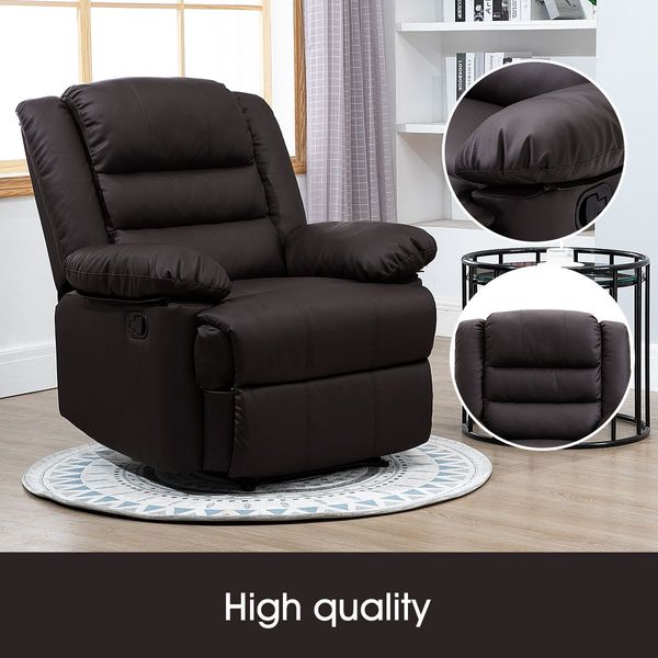 Super Soft Pu Leather High Density Foam 135° Recliner Arm Chair W/Adjustable Footrest