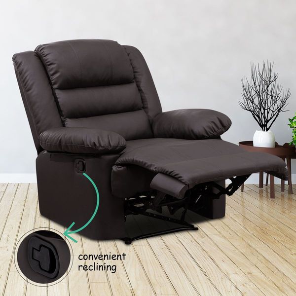 Super Soft Pu Leather High Density Foam 135° Recliner Arm Chair W/Adjustable Footrest