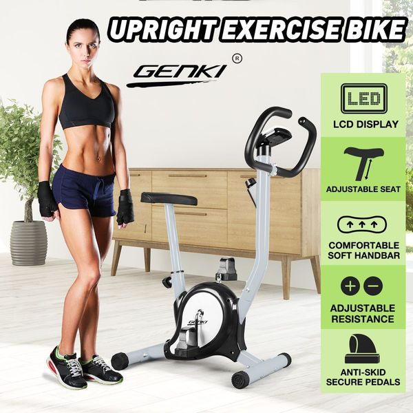 Upright Exercise Spin Bike W/Adjustable Resistance Home Gym Cardio Training Equipment