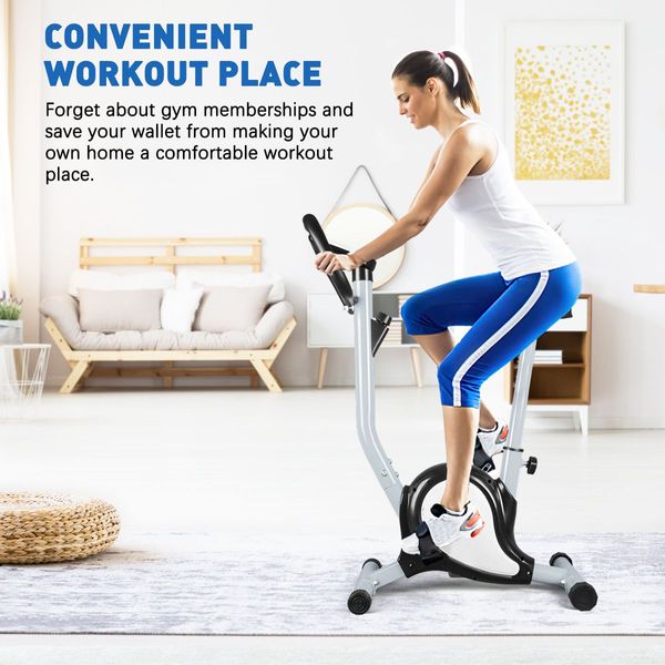 Upright Exercise Spin Bike W/Adjustable Resistance Home Gym Cardio Training Equipment