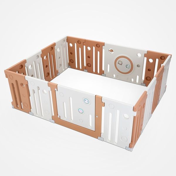 Shape Adjustable 16 Panels Baby Playpen Toddler Activty Center W/Safety Lock,Gate