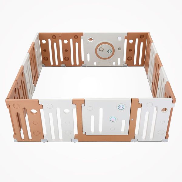 Shape Adjustable 18 Panels Baby Playpen Toddler Activty Center W/Safety Lock,Gate