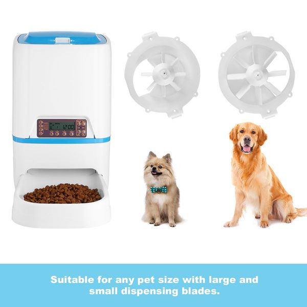 6L Automatic Cat Dog Pet Feeder Dispenser Set 1- 4 Meals/Day W/ Voice Recorder