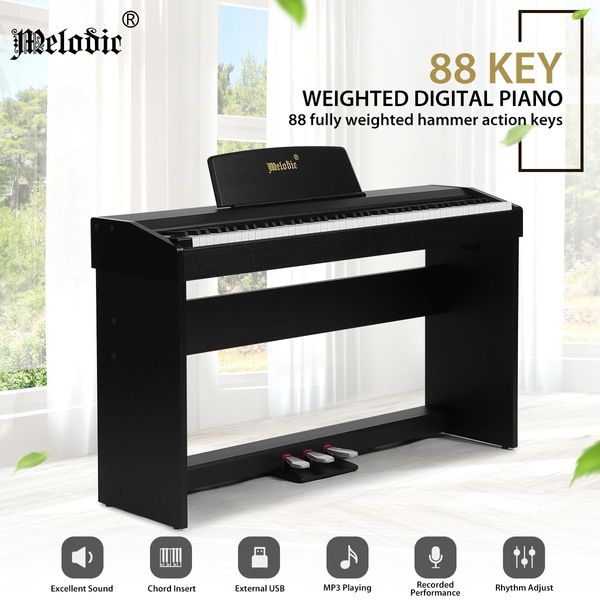 High Quality 88-Key Weighted Digital Piano W/ Soft, Sustain, Sostenuto 3 Pedals