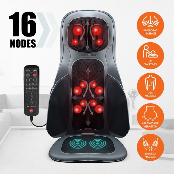 Home Car Seat Massager Heated Cushion W/3D Sway,Shiatsu,Squeeze,Knead Function