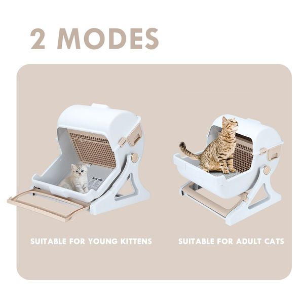 Easy Cleaning Semi Automatic Cat Litter Box Toilet For Cats Up To 7.5Kg -Large Size