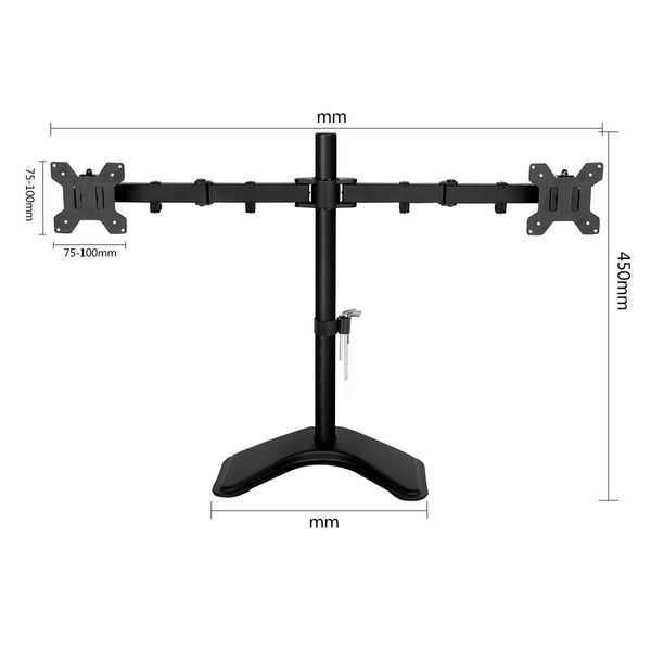 Height Adjustable Dual Monitor Stand Desk Mount Bracket For 13-27 Inches Screen