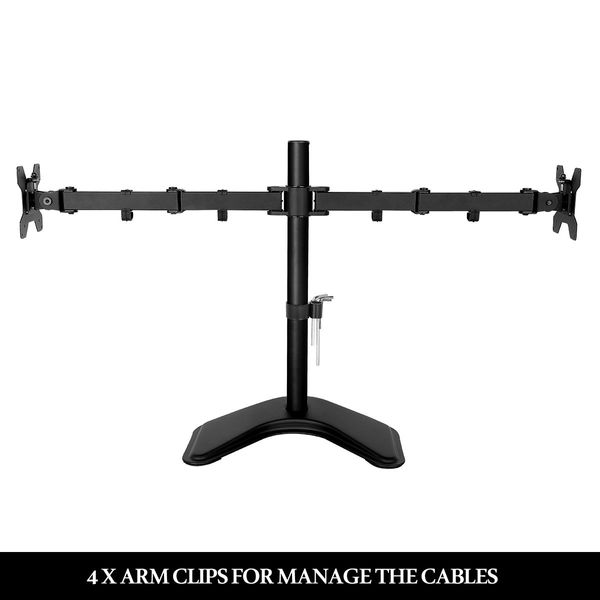 Height Adjustable Dual Monitor Stand Desk Mount Bracket For 13-27 Inches Screen