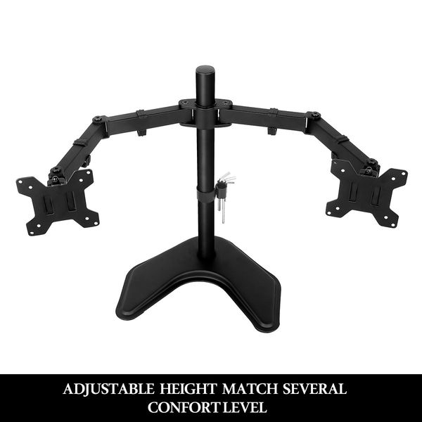 Height Adjustable Dual Monitor Stand Desk Mount Bracket For 13-27 Inches Screen