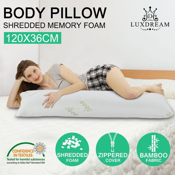 120*36Cm Memory Foam Full Body Pillow W/ Bamboo Fabric, Antibacterial & Anti-Mite