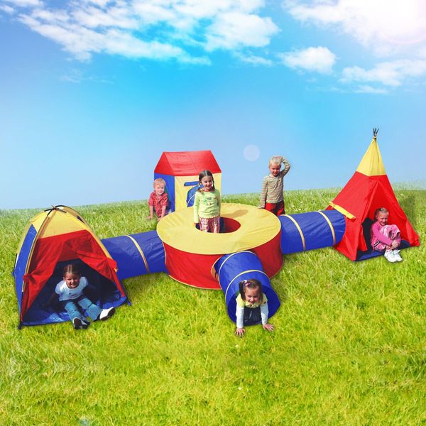 Kids Luxury Tent & Teepee Tunnel Play Set W/Kid-Friendly Durable Nylon Material