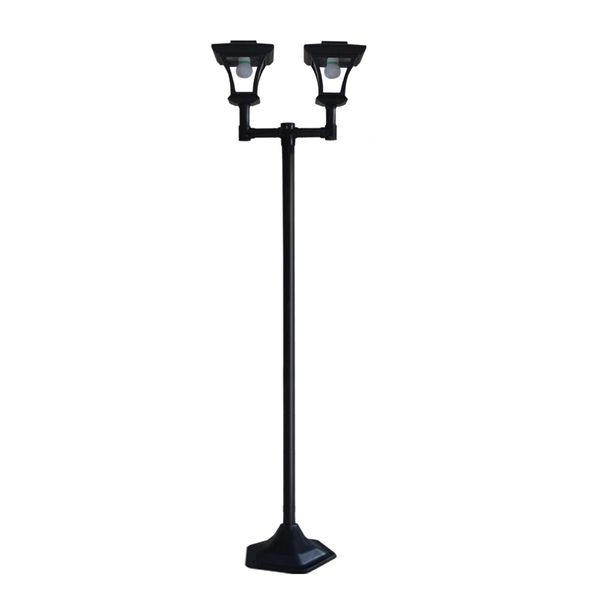 Elegant Weather Resistant Solar Powered Garden Post Light W/2 Lamps For Park Lawn