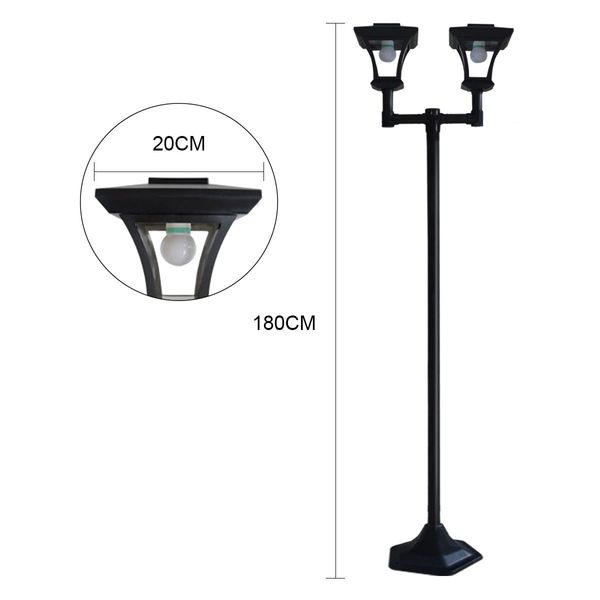 Elegant Weather Resistant Solar Powered Garden Post Light W/2 Lamps For Park Lawn