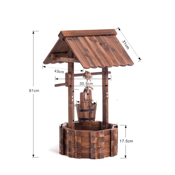 Garden Decor Timber Fir Wooden Wishing Well Flower Pot Built To Last For Years