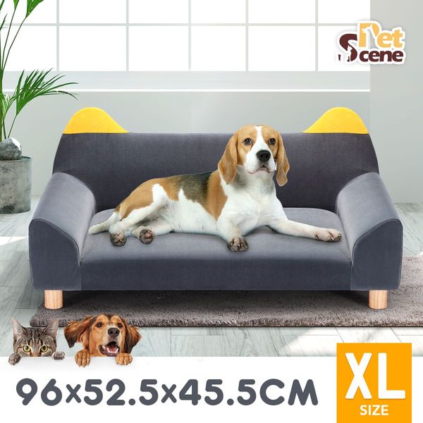 4 Legs Raised Dog Bed Elevated Pet Sofa Couch W/ Cosy Flannelette Cover, Max 50Kg