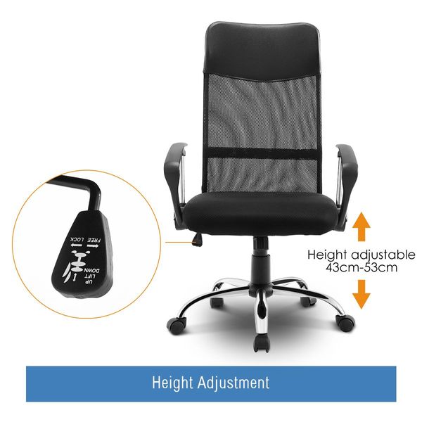 High Back Breathable Mesh Computer Executive Office Chair W/Comfortable Pu Headrest