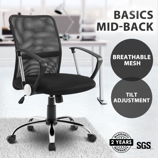 Mid-Back Highly Breathable Mesh Computer Executive Office Chair W/Contoured Back