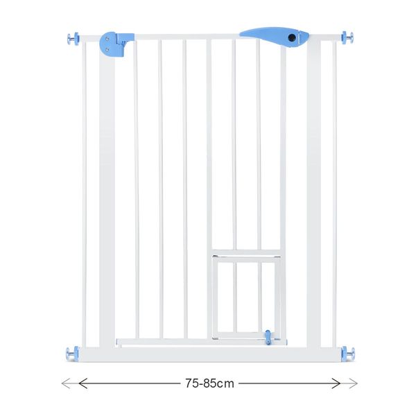 79Cm Tall 75-85Cm Width Double Lock Pet Child Safety Gate Barrier Fence W/ Cat Door