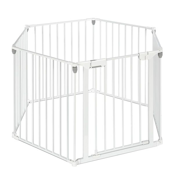 6 Panels Shape Adjustable Foldable Kids Pet Metal Playpen Fence W/2 Locking System