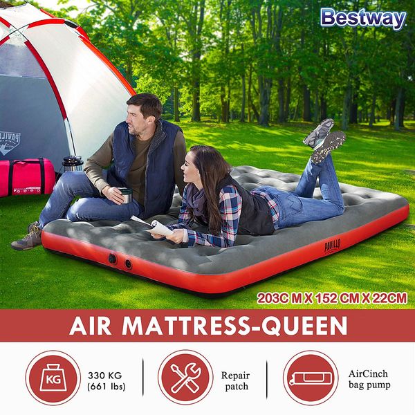 Easily Blow Up Air Bed Inflatable Mattress W/Light Weight Pump & Pillow