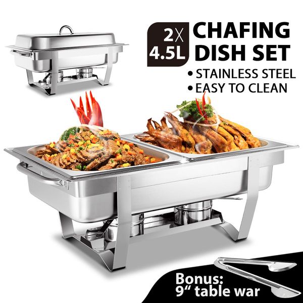 2 X 4.5L Bain Maire Bow Chafing Dish Set Stainless Steel Food Buffet Warmer