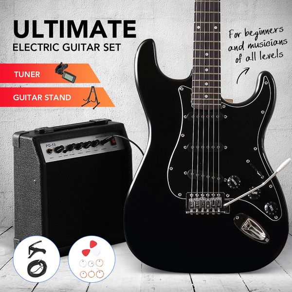 Full-Size 39" Electric Guitar Perfect For Beginner&Intermediate Players-Black