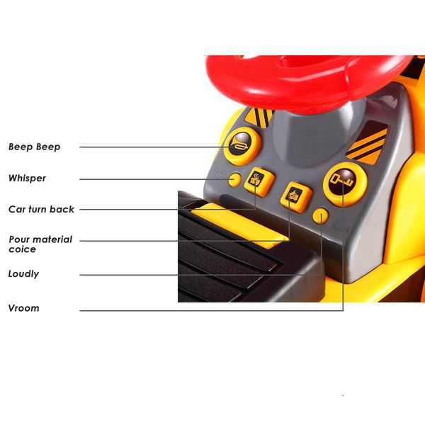 Kids Ride On Bulldozer Toy W/Stones & Safety Helmet Great Gift Idea