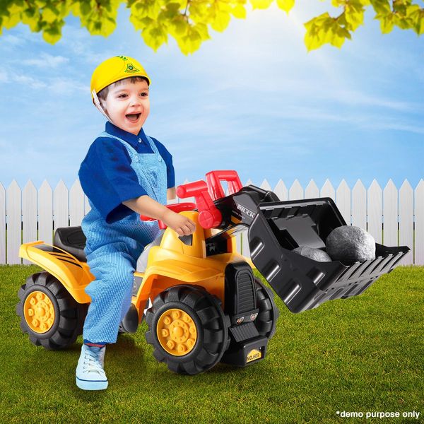 Kids Ride On Bulldozer Toy W/Stones & Safety Helmet Great Gift Idea