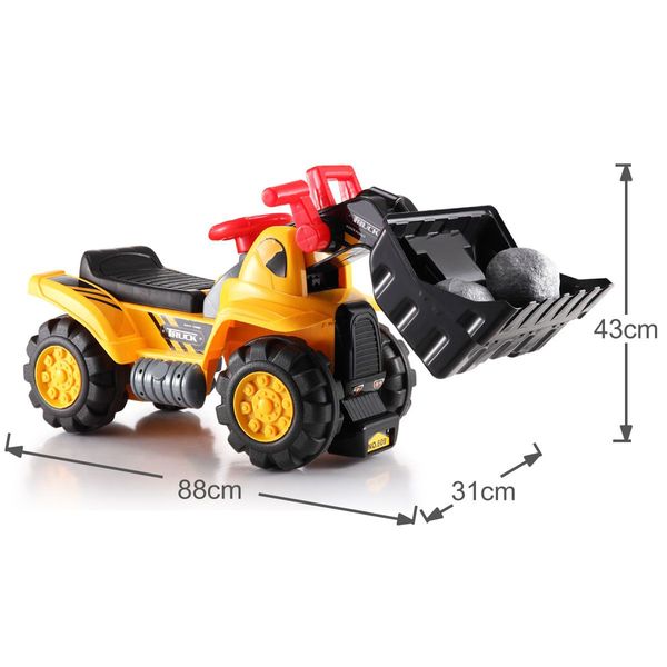 Kids Ride On Bulldozer Toy W/Stones & Safety Helmet Great Gift Idea