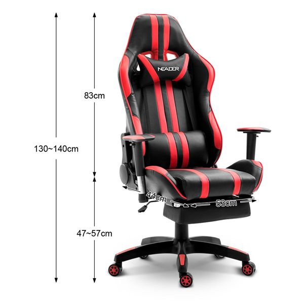 XL Gaming Racing Thick Padded Office Chair W/180 Degree Reclining Max Comfort-Black/Red