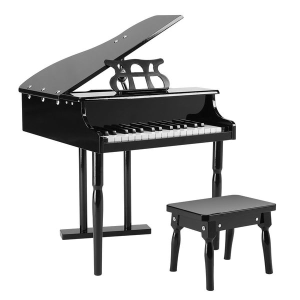 Classical Wooden Kids 30 Keys Piano W/ Bench Great For Gift-Black