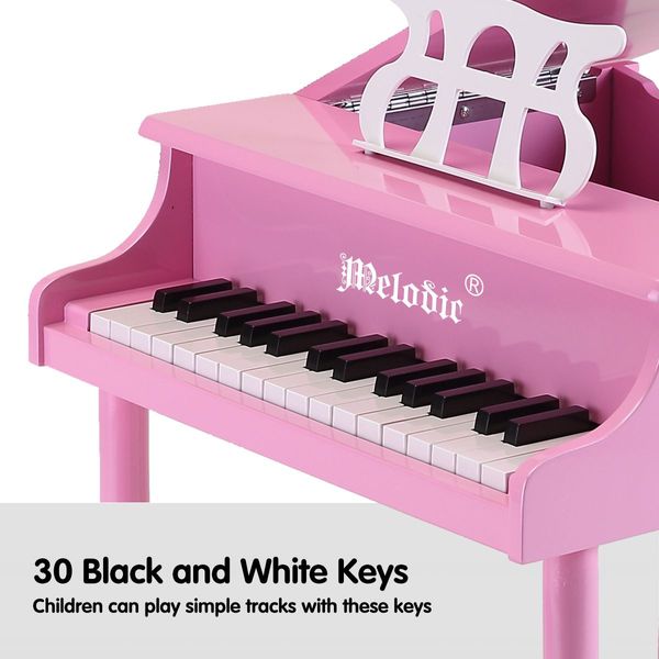 Classical Wooden Kids 30 Keys Piano W/ Bench Great For Gift-Pink