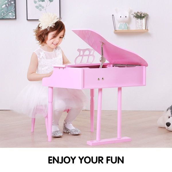 Classical Wooden Kids 30 Keys Piano W/ Bench Great For Gift-Pink