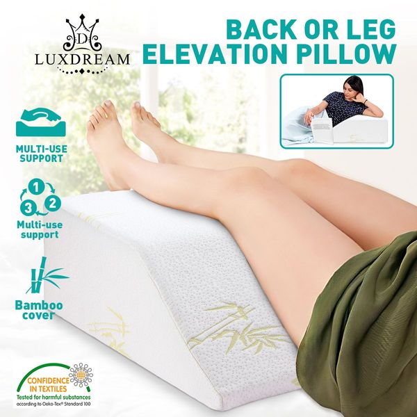 Back Leg Elevation Wedge Pillow W/ High Density Memory Foam W/Bamboo Cover